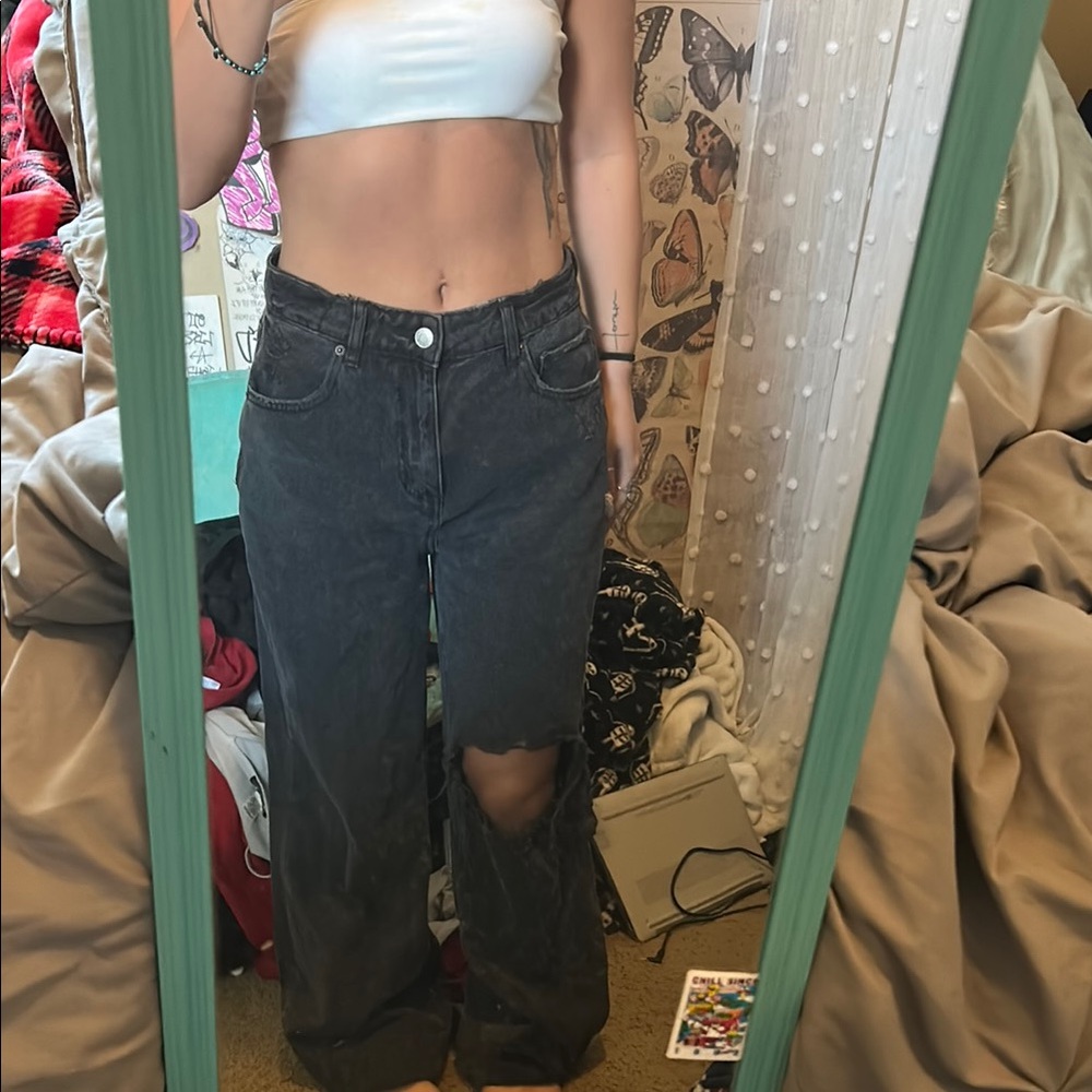 Women's Black Distressed Jeans